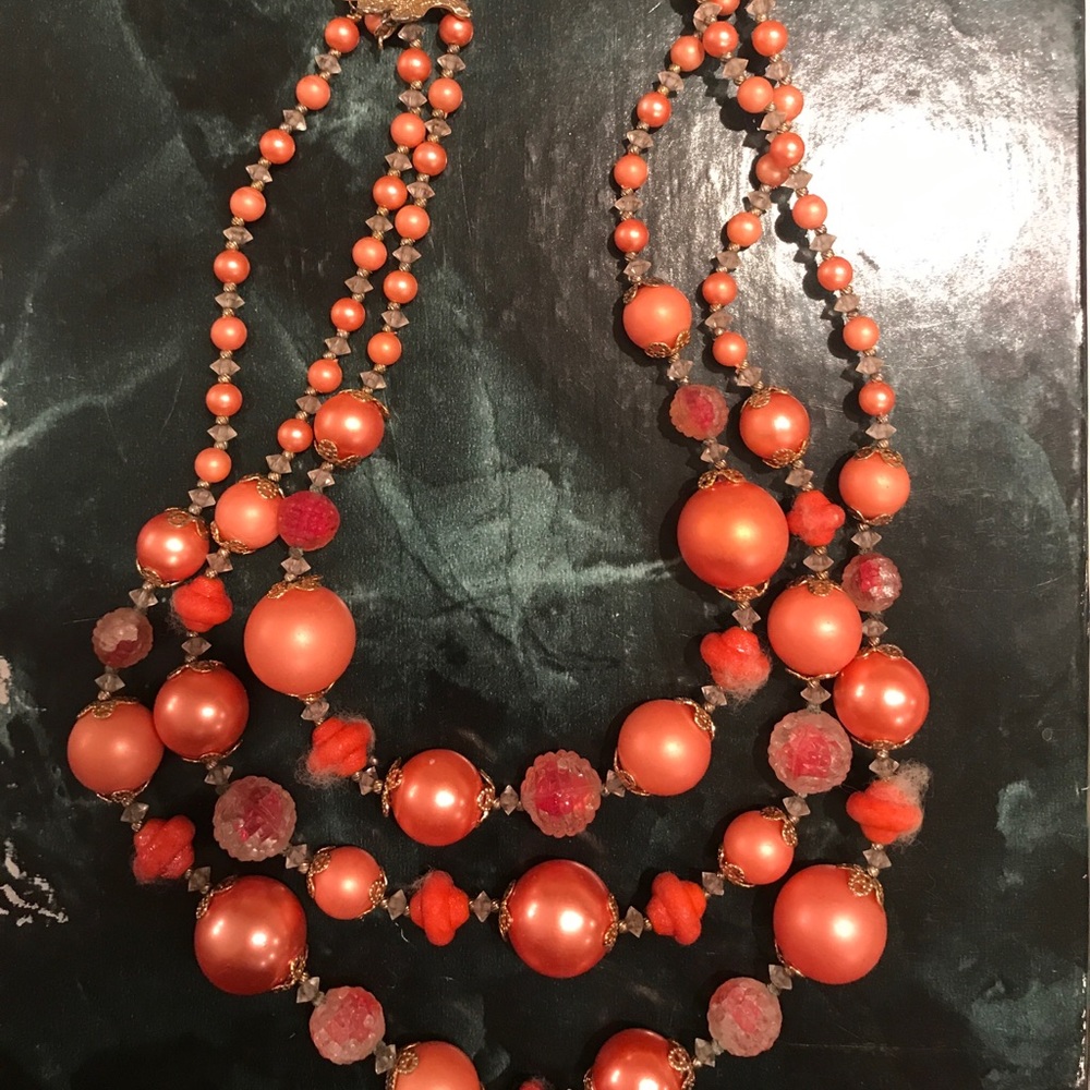 Vintage 1950s ish triple strand necklace